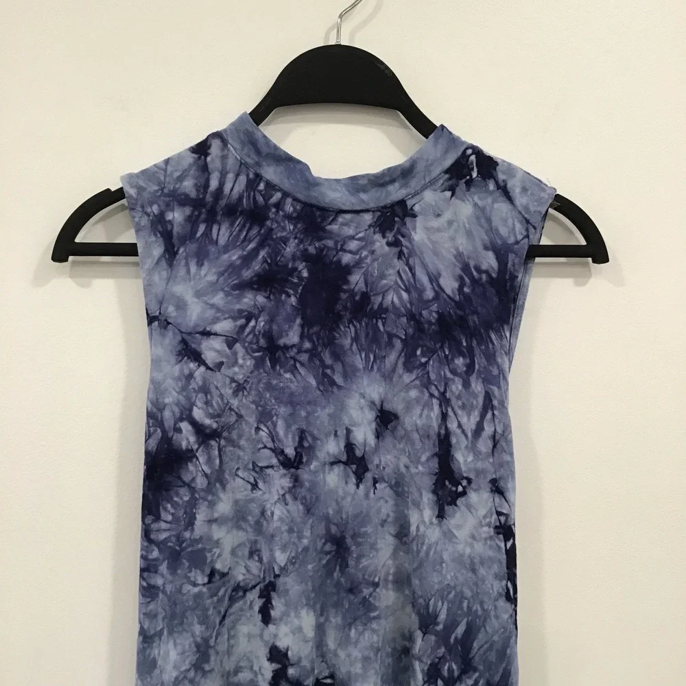 Justice‎ Girls Dress Tie Dye Size 20 Plus Blue Sleeveless Stretch Boho Mock Neck